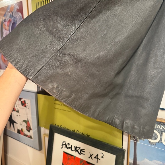 Vintage Gray Long Leather Trench Coat - women’s XS - Picture 14 of 16